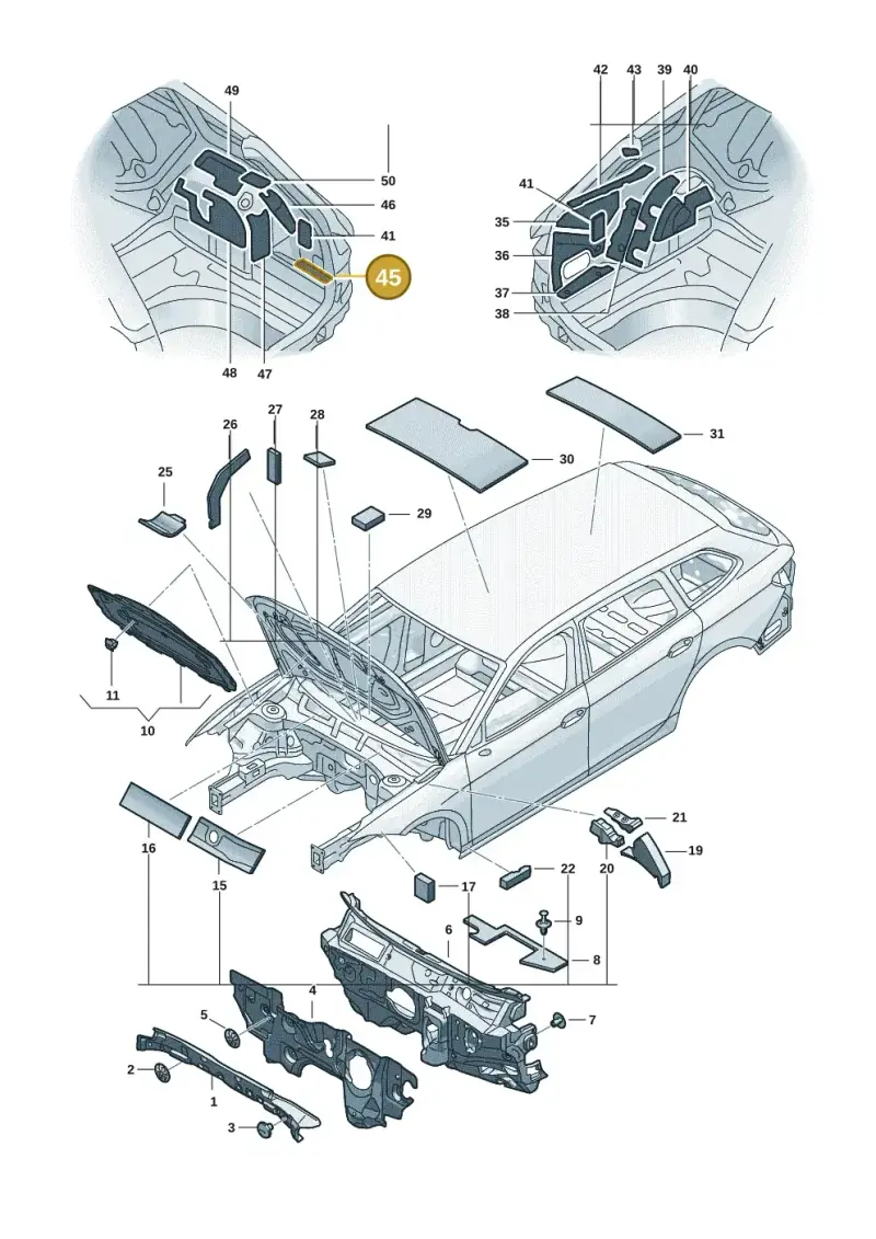3J0863830 — Volkswagen Passat estate (2023-) diagram 3j0863200, position 45