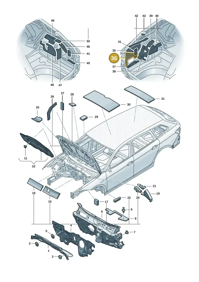 3J0863834A — Volkswagen Passat estate (2023-) diagram 3j0863200, position 36