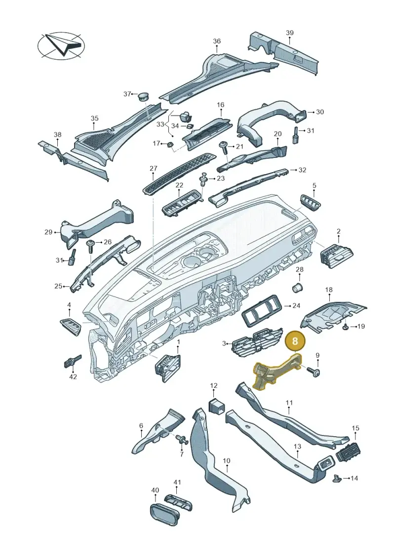 3J2819152 — Volkswagen Passat estate (2023-) diagram 3j0819300, position 8