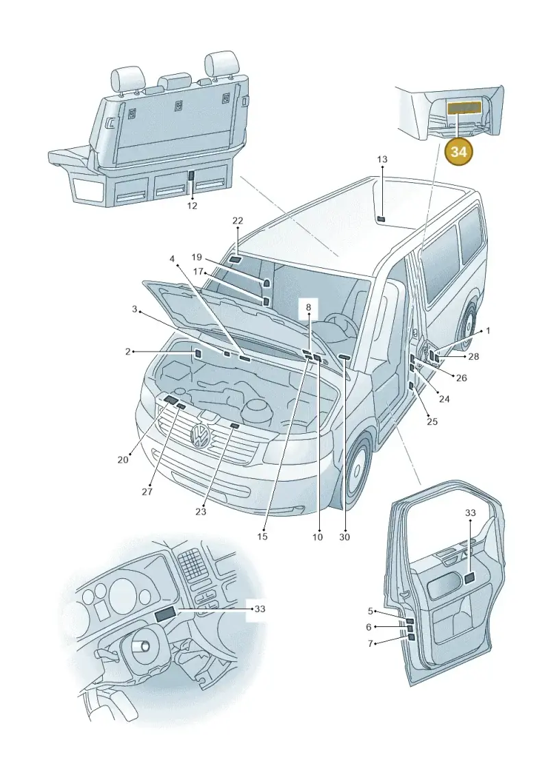 3Q0010006 — Volkswagen Transport. multivan (2019-2024) diagram 861010000, position 34