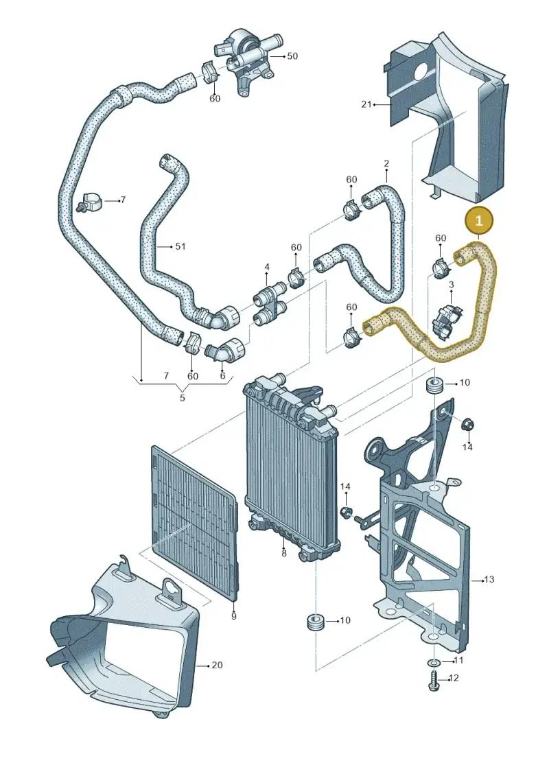 3Q0121051 — Volkswagen Passat saloon (2014-2024) diagram 746121660, position 1