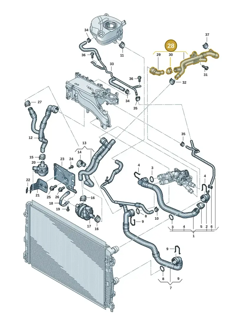 3Q0121064AE — Volkswagen Caddy Maxi Kombi (2020-2024) diagram 2ka121500, position 28