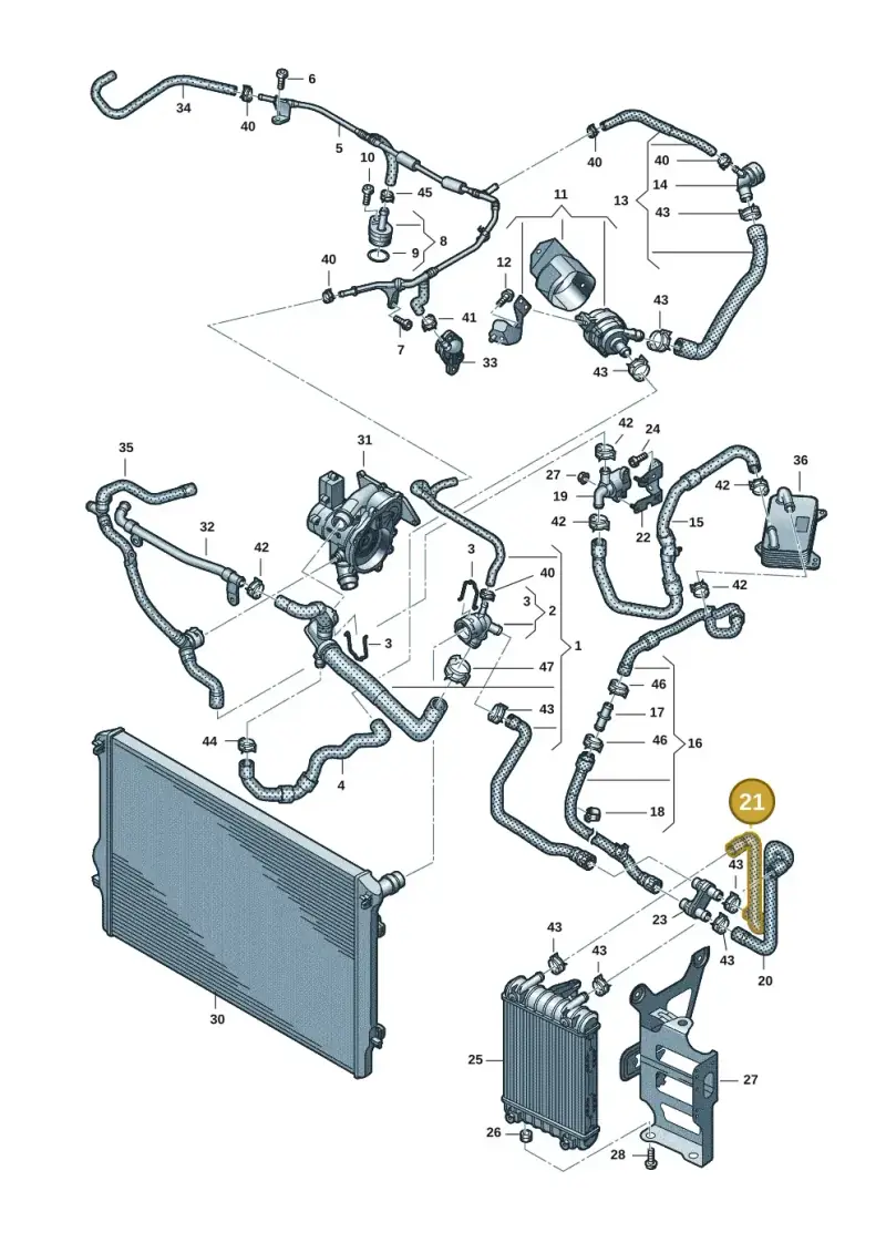 3Q0121101E — Volkswagen Arteon (2017-2023) diagram 884121444, position 21