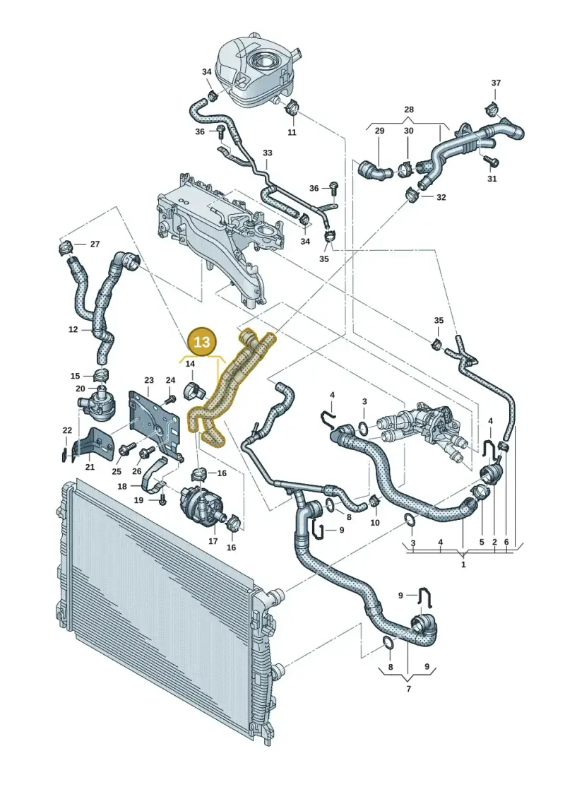3Q0121156D — Volkswagen Caddy Maxi Kombi (2020-2024) diagram 2ka121500, position 13