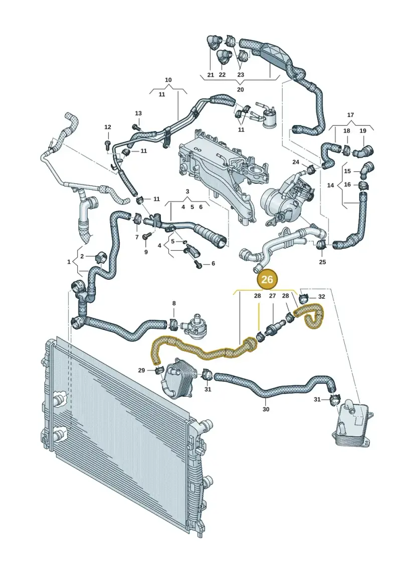 3Q0122096E — Volkswagen Caddy Maxi Kombi (2020-2024) diagram 2ka121505, position 26