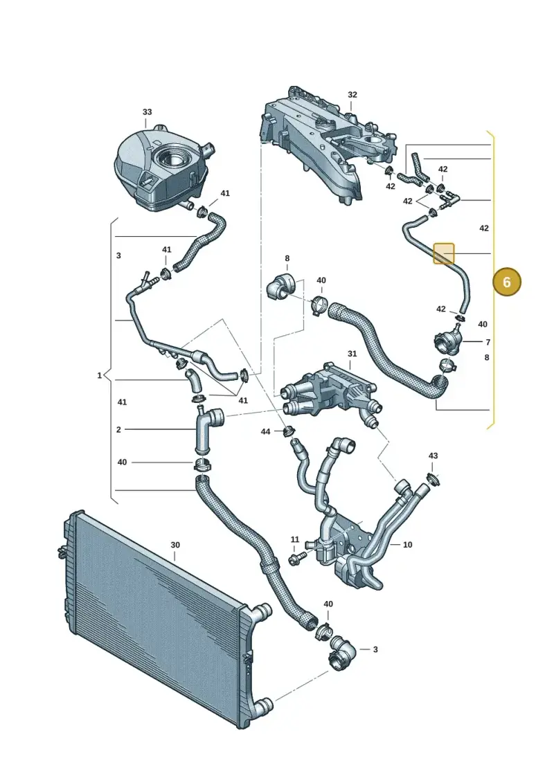 3Q0122101CH — Volkswagen Golf 2.0 BlueMotion (2019-2024) diagram 793121111, position 6
