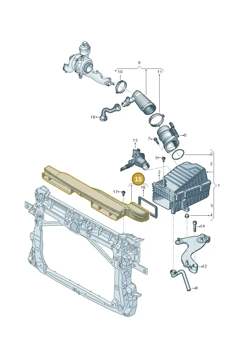 3Q0129217 — Volkswagen Tiguan 2.0 4Motion (2017-2024) diagram 884129100, position 15