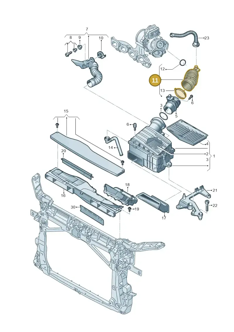 3Q0129654Q — Volkswagen Golf 2.0 BlueMotion (2019-2024) diagram 793129060, position 11