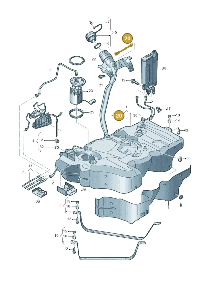 3Q0201142 — Volkswagen Arteon (2017-2023) diagram 793201400, position 20