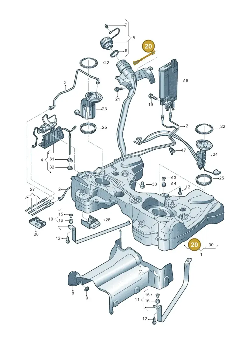 3Q0201142 — Volkswagen Arteon (2017-2023) diagram 793201450, position 20