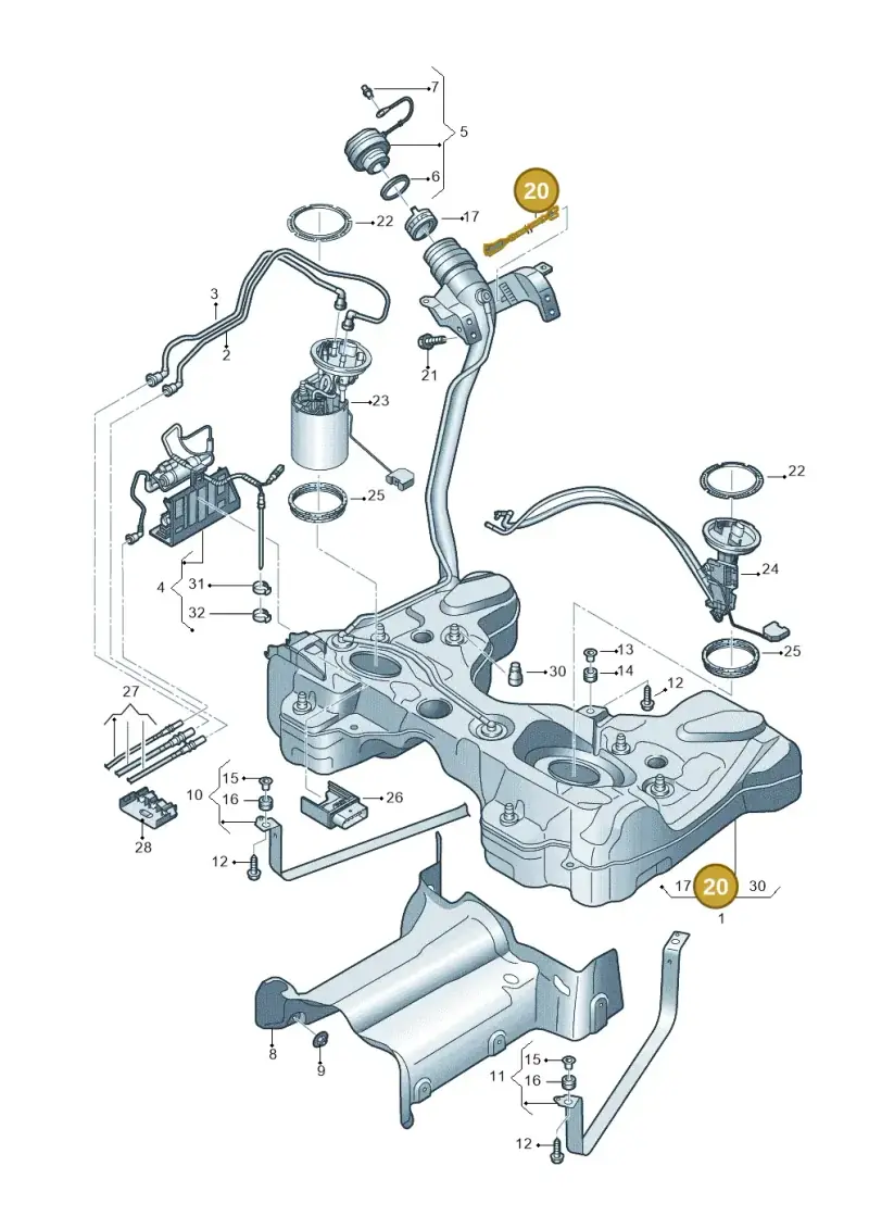 3Q0201142 — Volkswagen Passat estate (2023-) diagram 793201650, position 20