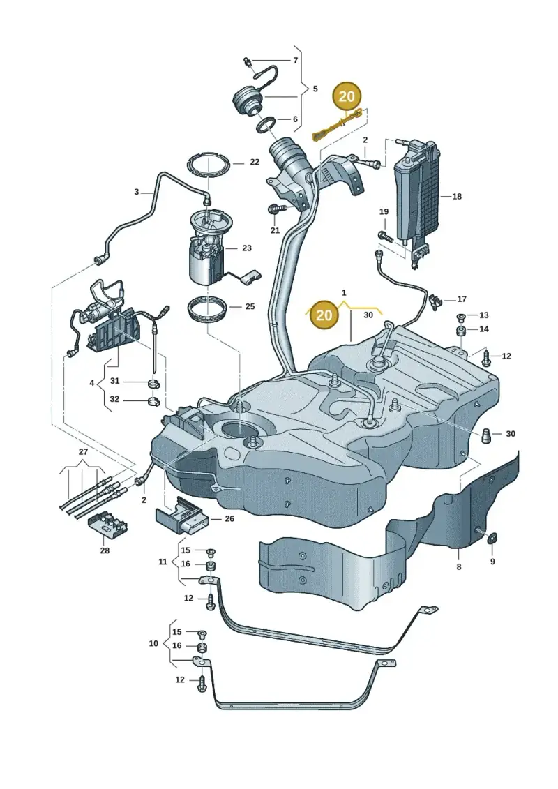 3Q0201142 — Volkswagen Passat estate (2023-) diagram 828201044, position 20