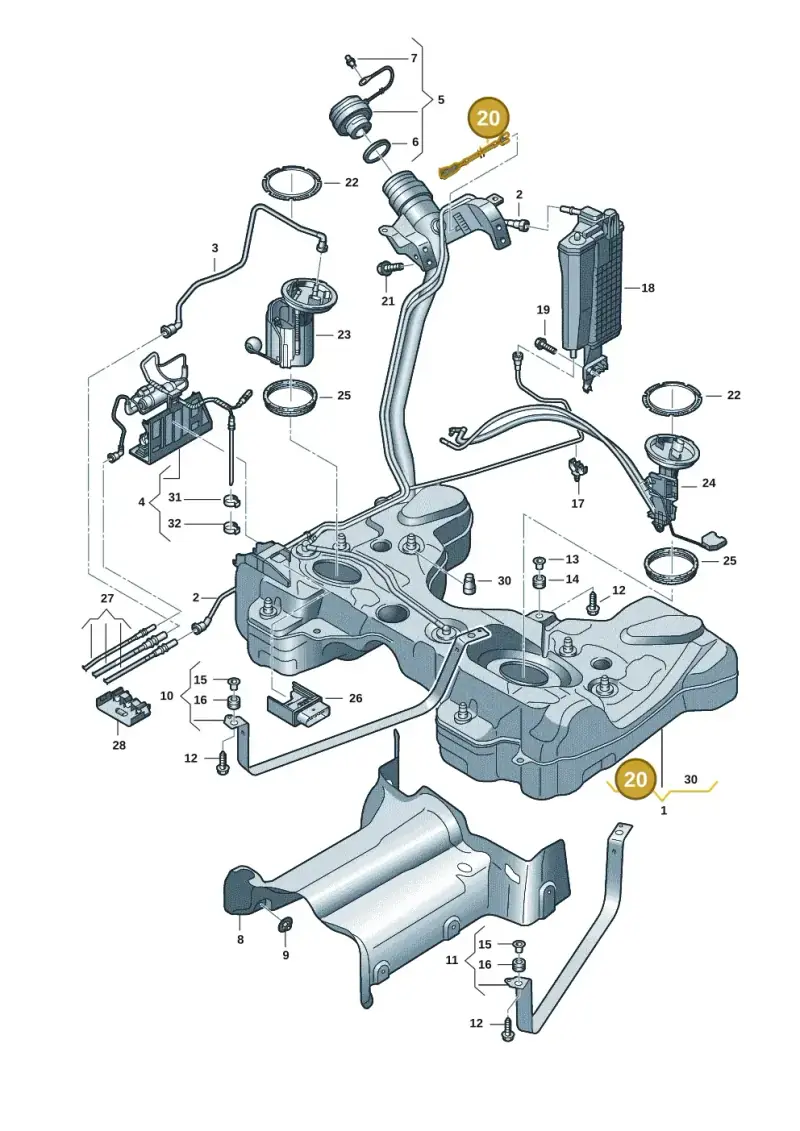 3Q0201142 — Volkswagen Passat estate (2023-) diagram 828201057, position 20