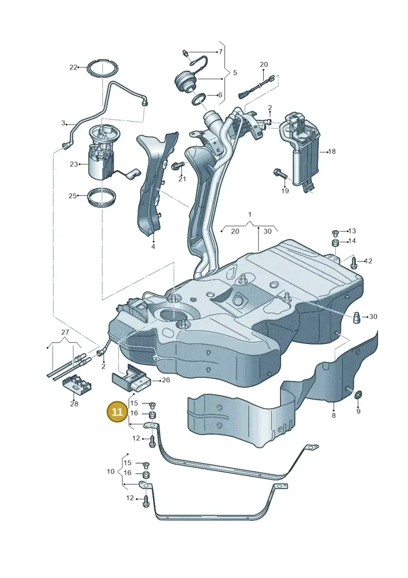 3Q0201654 — Volkswagen Arteon (2017-2023) diagram 828201042, position 11