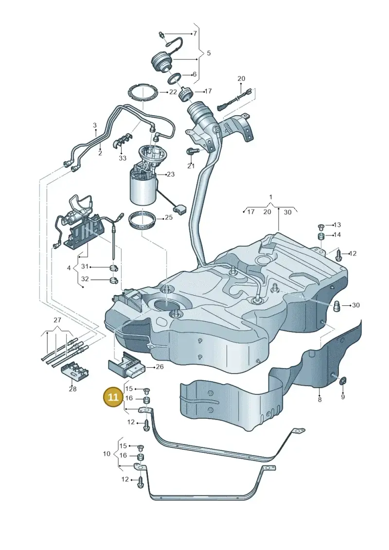 3Q0201654 — Volkswagen Passat estate (2023-) diagram 793201600, position 11