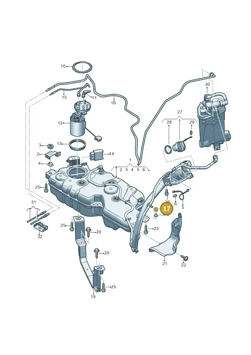 3Q0201693 — Volkswagen Caddy Maxi Kombi (2020-2024) diagram 2ka201055, position 17