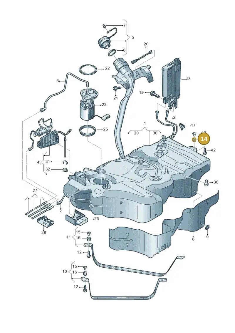 3Q0201840 — Volkswagen Arteon (2017-2023) diagram 793201400, position 14