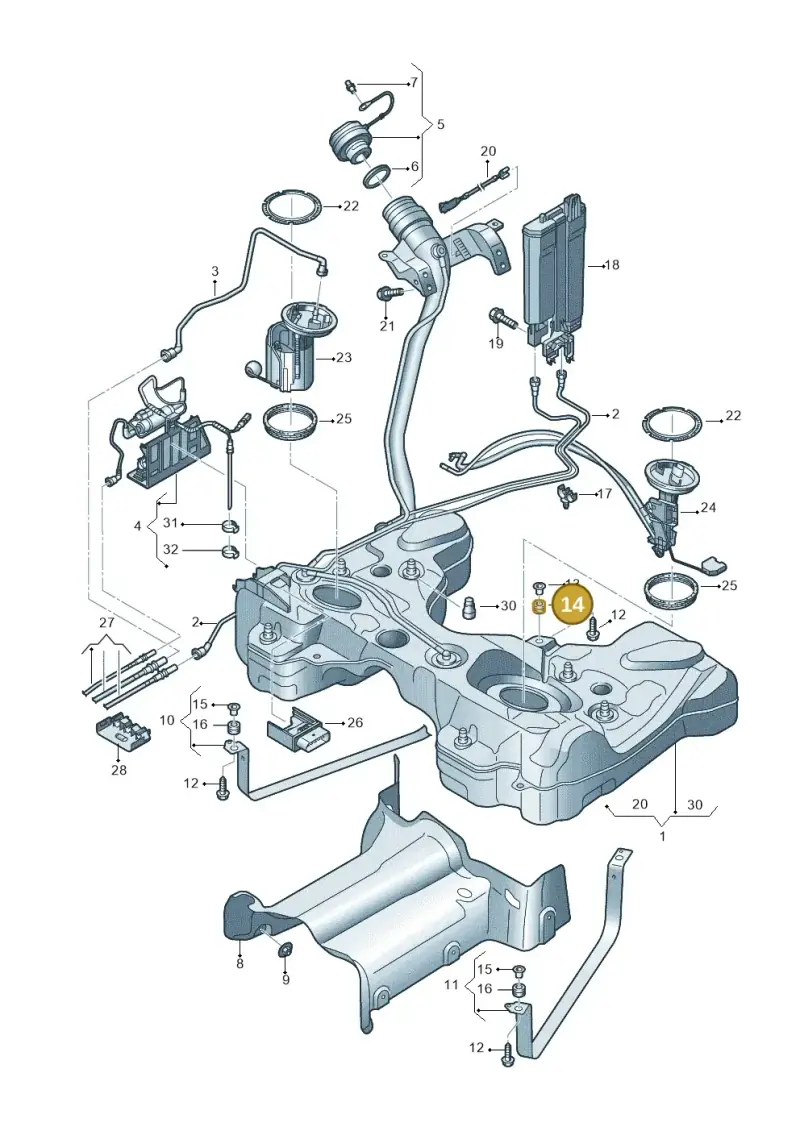 3Q0201840 — Volkswagen Arteon (2017-2023) diagram 793201450, position 14
