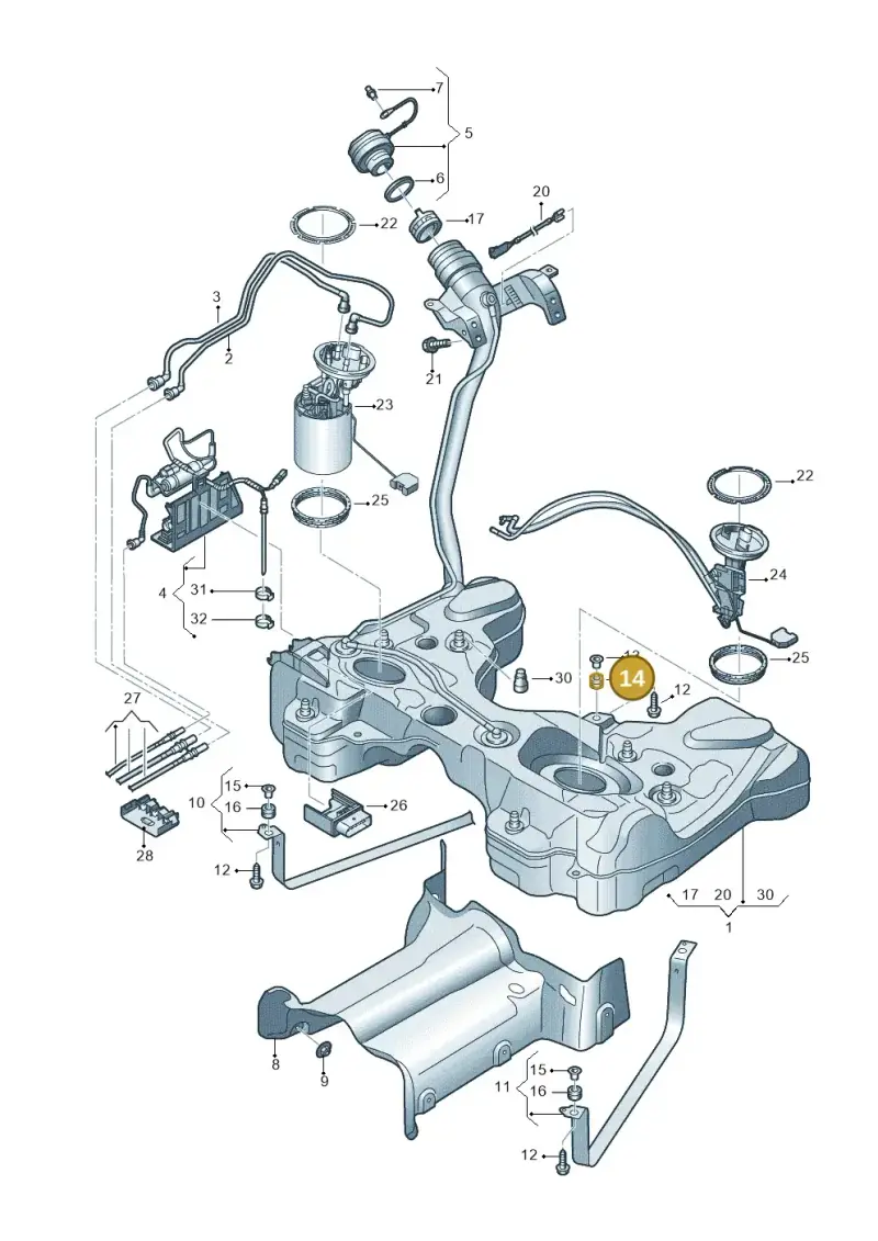 3Q0201840 — Volkswagen Passat estate (2023-) diagram 793201650, position 14