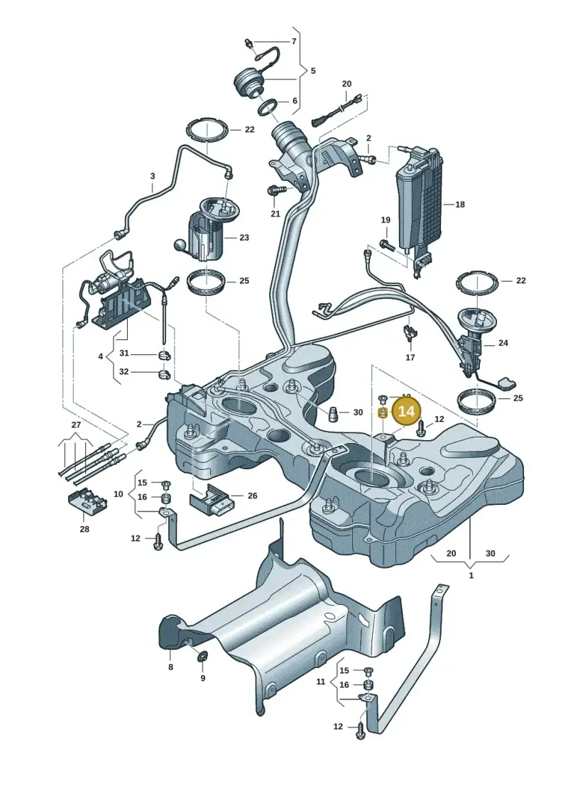 3Q0201840 — Volkswagen Passat estate (2023-) diagram 828201057, position 14