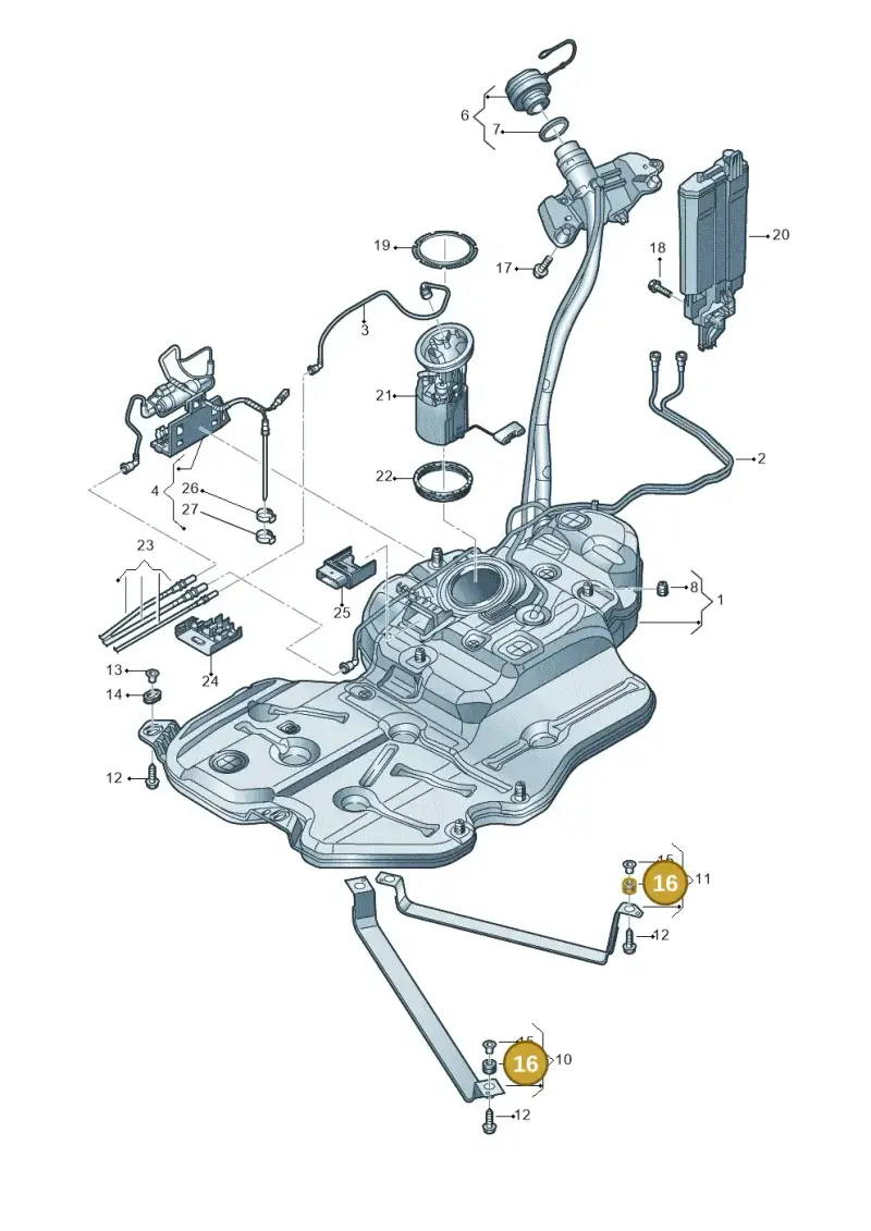 3Q0201840 — Volkswagen Atlas (2023-2024) diagram 829201300, position 16