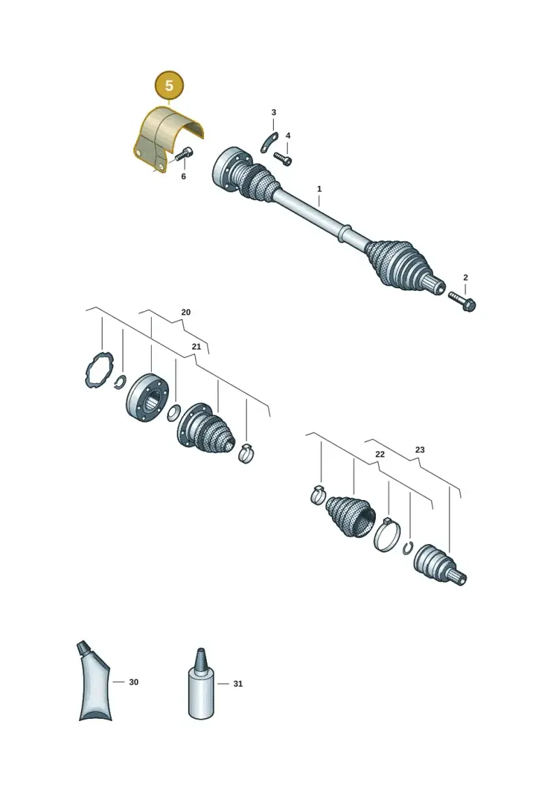3Q0407721 — Volkswagen Golf 2.0 BlueMotion (2019-2024) diagram 5h0407034, position 5