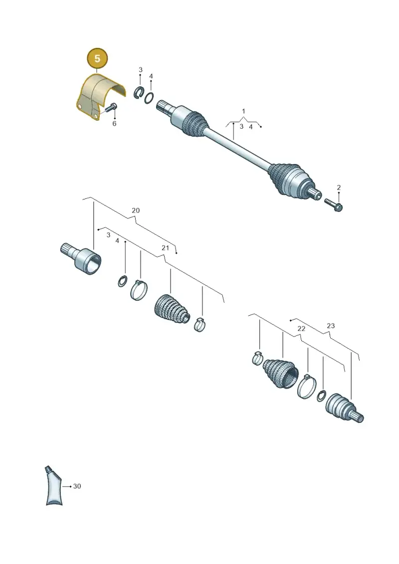 3Q0407721 — Volkswagen Tiguan 2.0 (2023-) diagram 5h0407465, position 5