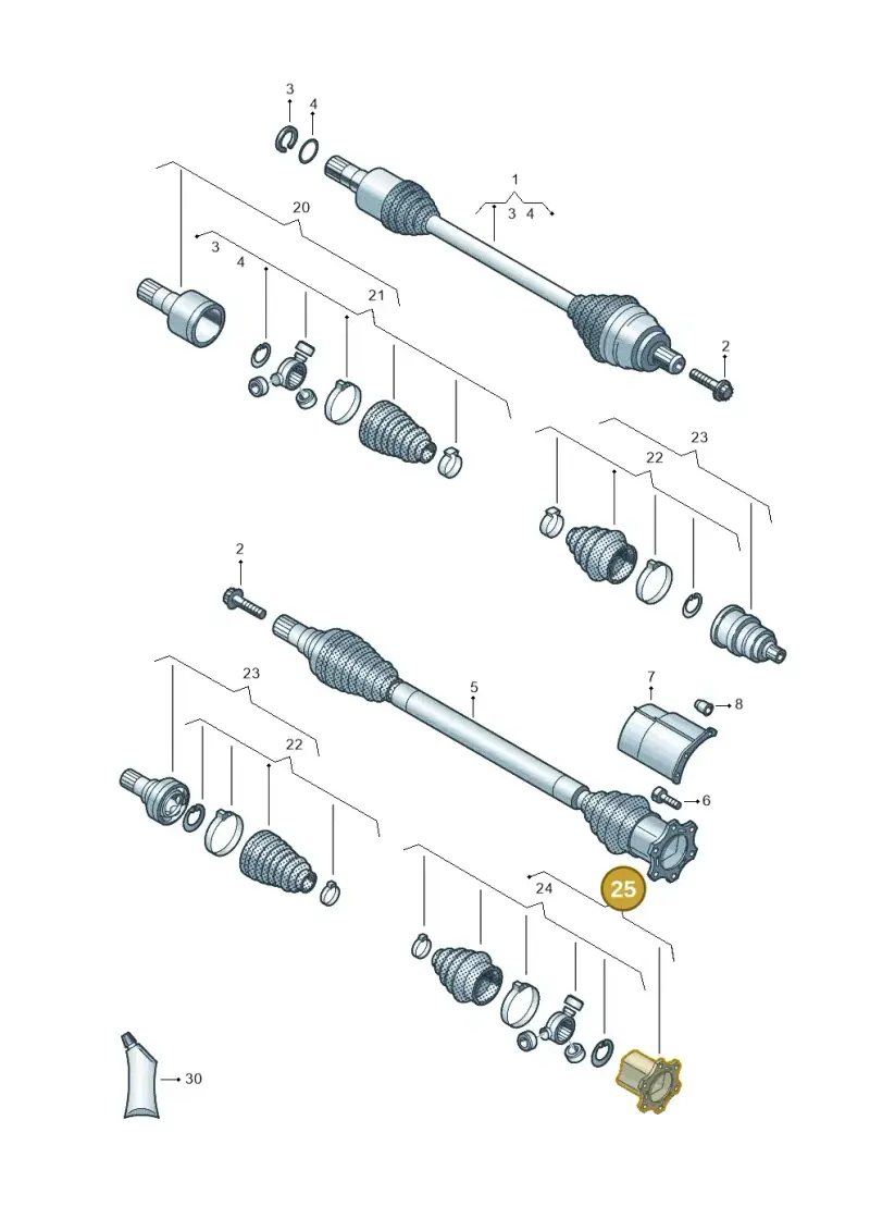 3Q0498103C — Volkswagen Golf 2.0 BlueMotion (2019-2024) diagram 5h0407485, position 25