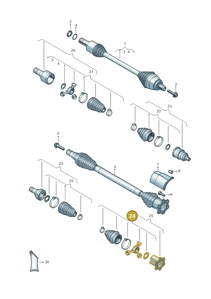 3Q0498201C — Volkswagen Golf 2.0 BlueMotion (2019-2024) diagram 5h0407485, position 24