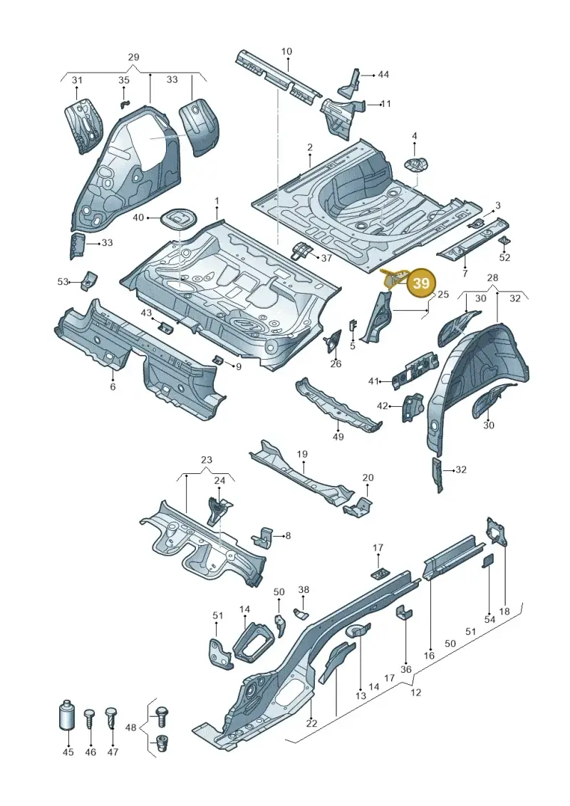 3Q0803875 — Volkswagen Passat saloon (2014-2024) diagram 793803200, position 39