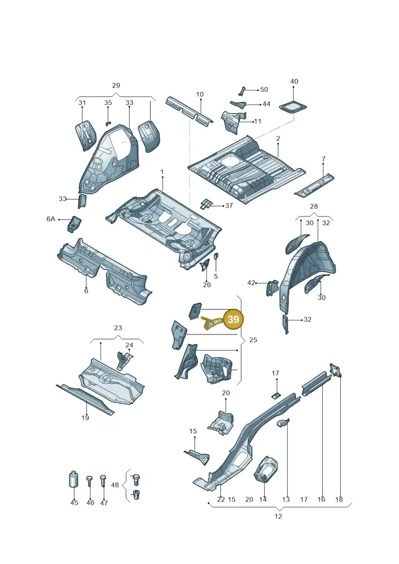 3Q0803876 — Volkswagen Passat (2018-2022) diagram 589803250, position 39