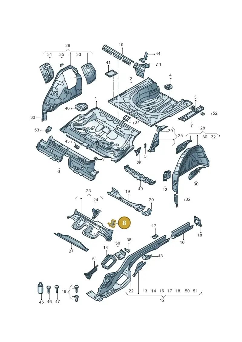 3Q0804865 — Volkswagen Magotan 2.0 (2016-) diagram 875803020, position 8