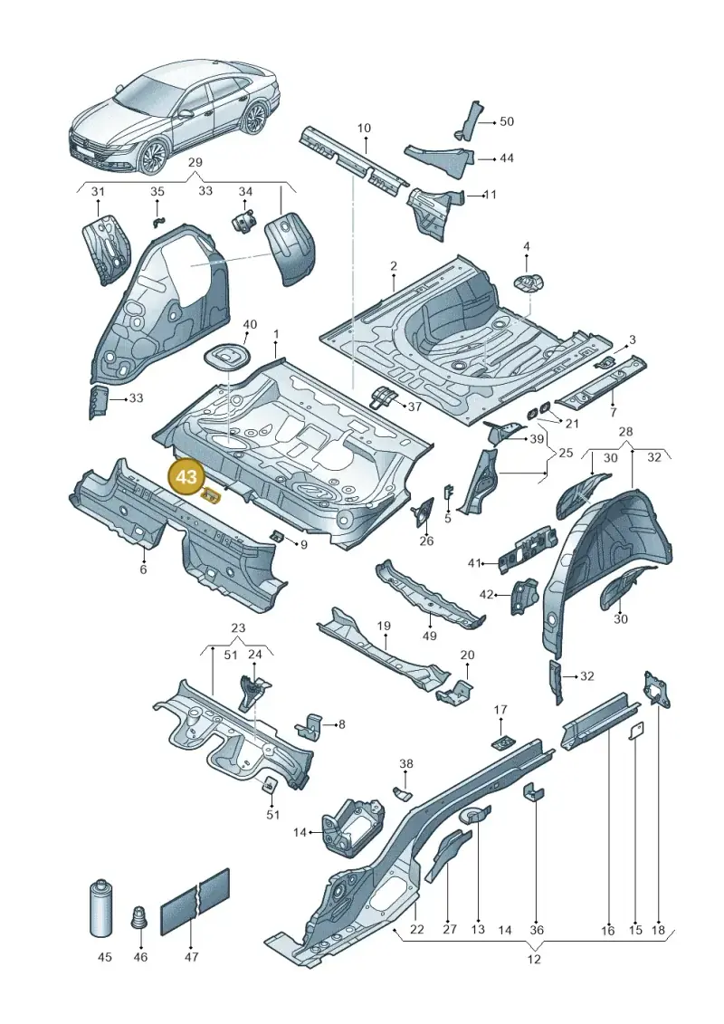 3Q0804866 — Volkswagen Arteon (2017-2023) diagram 828803200, position 43