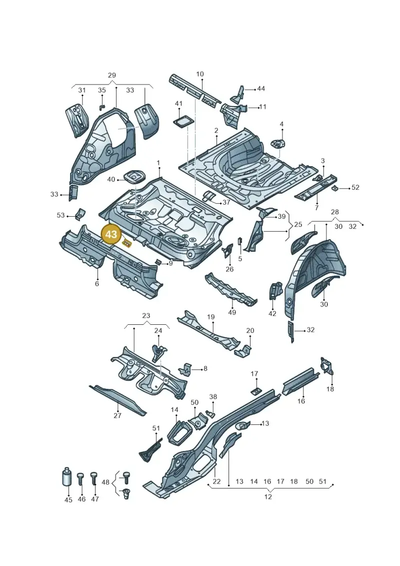 3Q0804866 — Volkswagen Magotan 2.0 (2016-) diagram 875803020, position 43