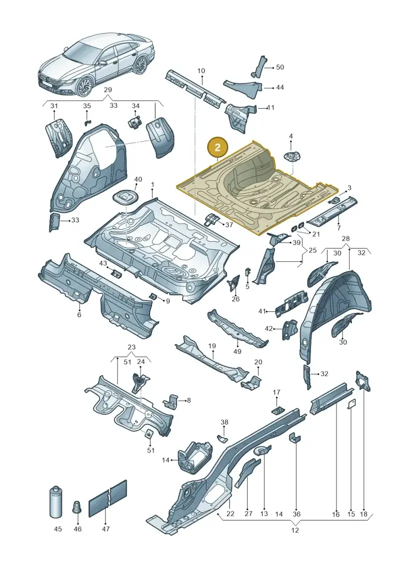 3Q0813116A — Volkswagen CC Fastback (2018-) diagram 828803200, position 2
