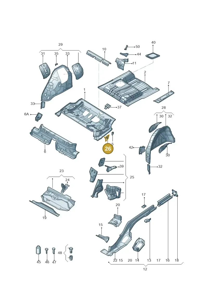 3Q0813722 — Volkswagen Passat (2018-2022) diagram 589803250, position 26