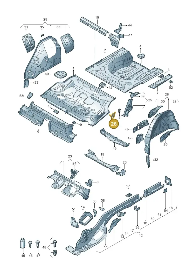 3Q0813722 — Volkswagen Passat saloon (2014-2024) diagram 793803200, position 26