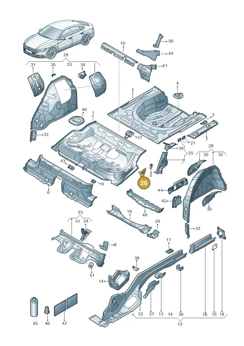 3Q0813722 — Volkswagen Arteon (2017-2023) diagram 828803200, position 26