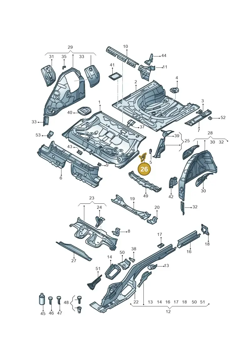 3Q0813722 — Volkswagen Magotan 2.0 (2016-) diagram 875803020, position 26
