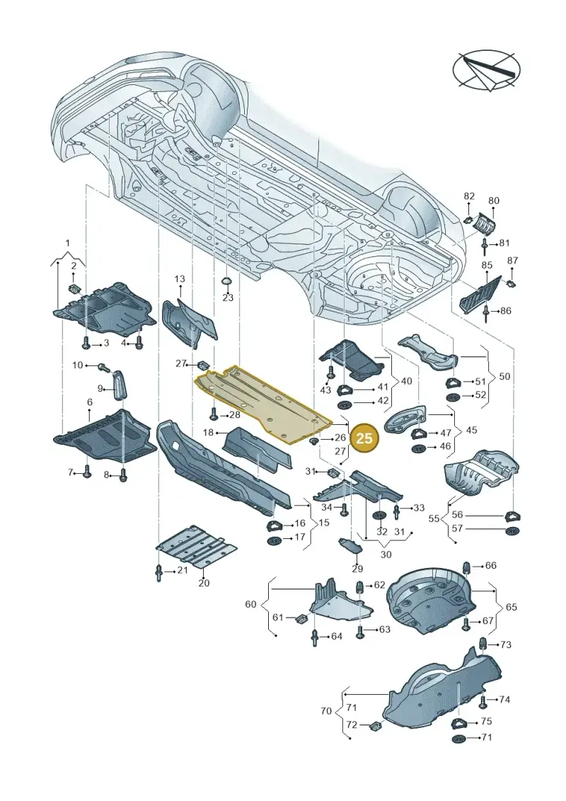 3Q0825202K — Volkswagen Passat saloon (2014-2024) diagram 793825000, position 25