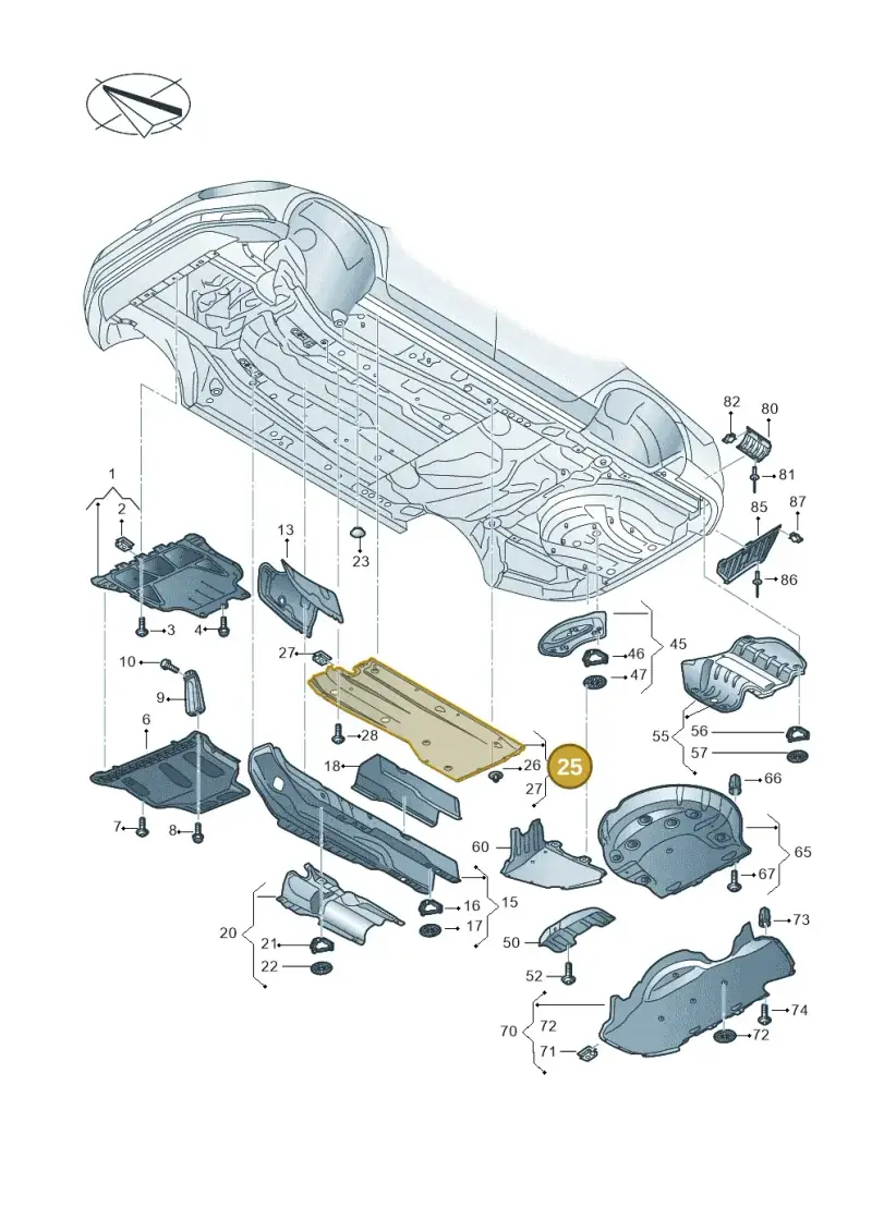 3Q0825505C — Volkswagen Passat saloon (2014-2024) diagram 793825100, position 25