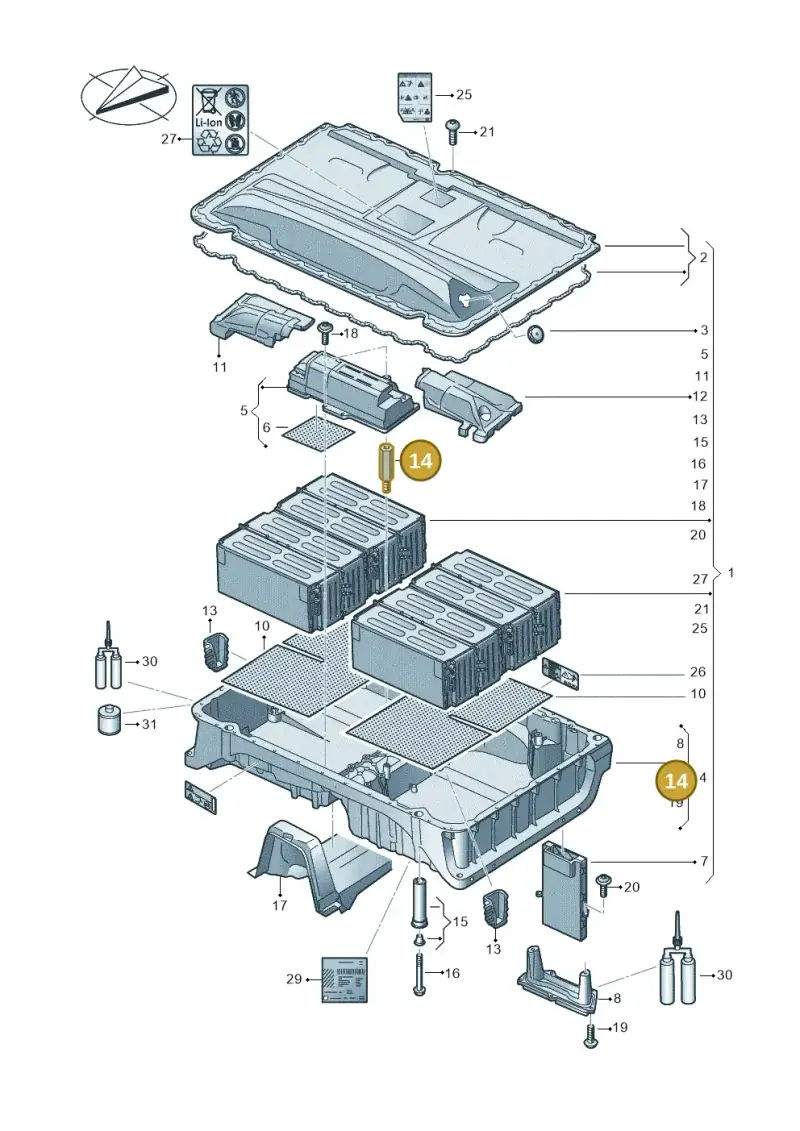 3Q0915155 — Volkswagen Passat saloon (2014-2024) diagram 793915500, position 14