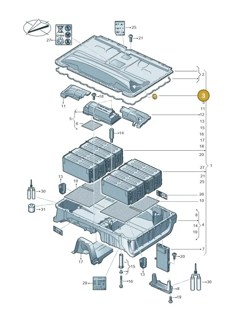 3Q0915754A — Volkswagen Passat saloon (2014-2024) diagram 793915500, position 3