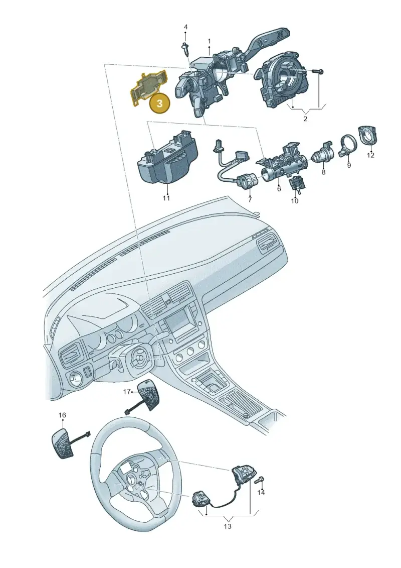 3Q0953223A — Volkswagen Tiguan 2.0 4Motion (2016-2024) diagram 746953500, position 3