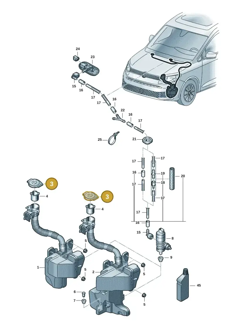 3Q0955455 — Volkswagen Caddy Maxi Kombi (2020-2024) diagram 2ka955010, position 3