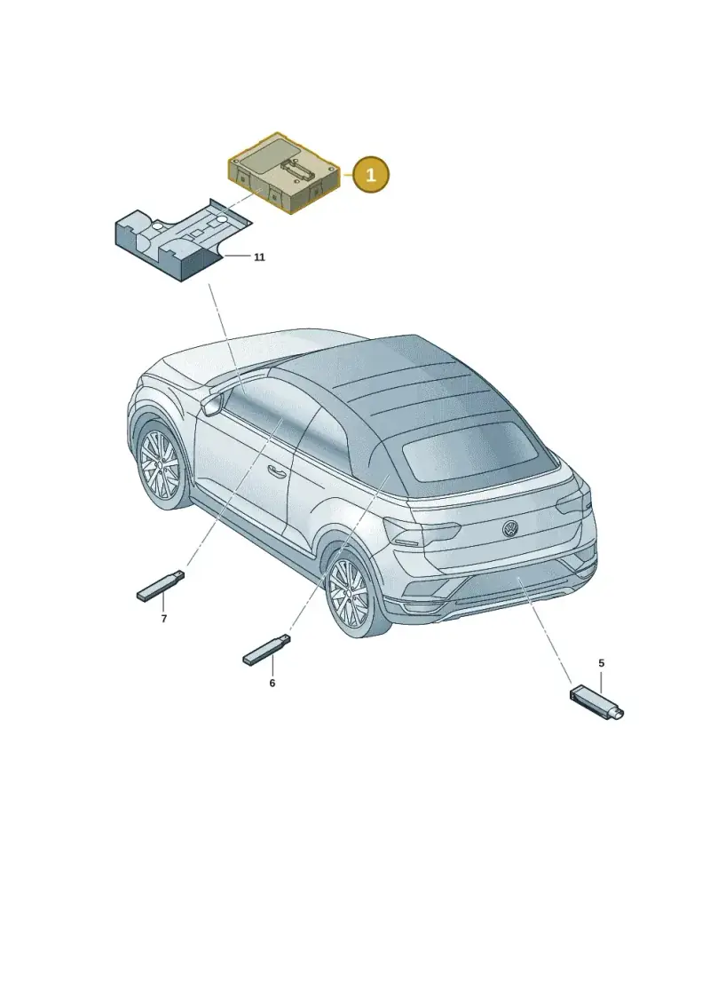 3Q0959435Q — Volkswagen T-Roc convertible 1.5 (2019-2024) diagram 2gk909000, position 1