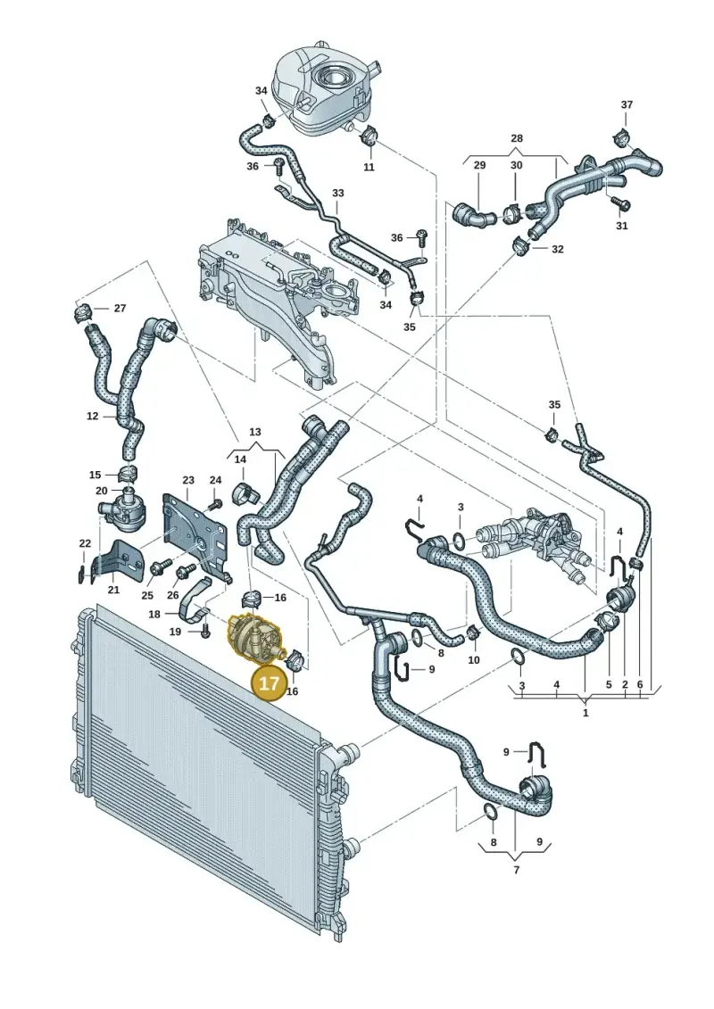 3Q0965567E — Volkswagen Caddy Maxi Kombi (2020-2024) diagram 2ka121500, position 17
