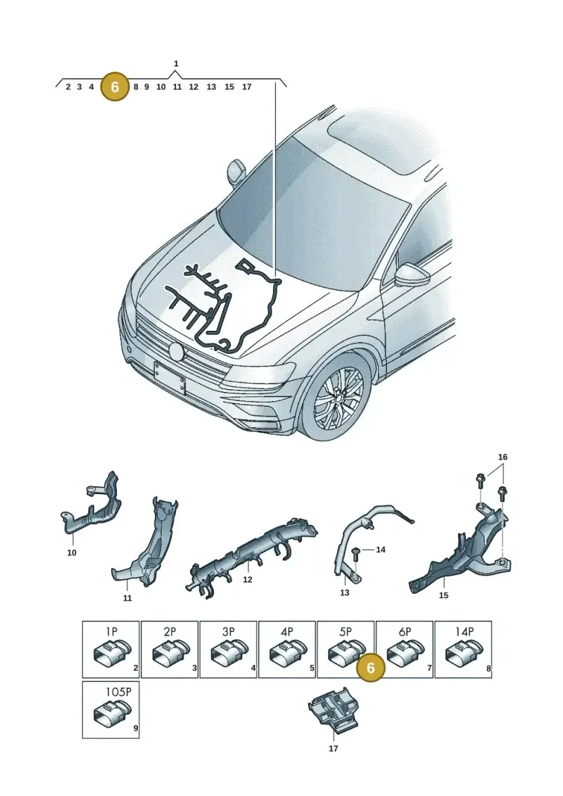 3Q0971921 — Volkswagen Tiguan 2.0 4Motion (2017-2024) diagram 833971016, position 6