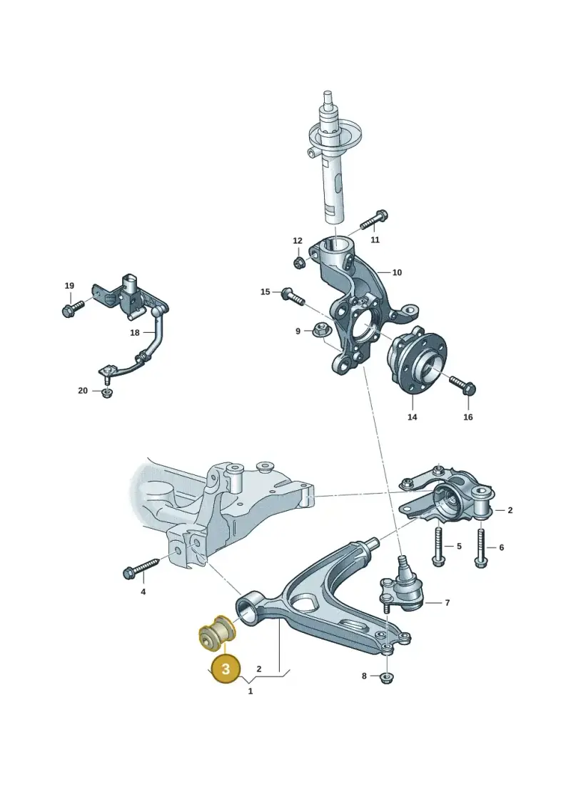 3QF407182A — Volkswagen Atlas Cross Sport (2023-) diagram 3cm407000, position 3