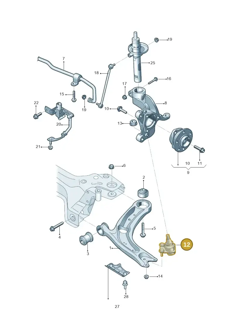 3QF407365 — Volkswagen B-Main SUV (2022-) diagram 519407000, position 12